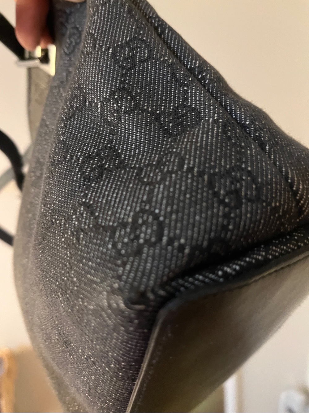 Gucci Navy Monogram jacquard mini Tote with Leather Handles shw - Picture 8 of 11